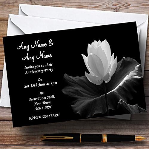 Gyönyörű Fekete-Fehér Virág, Esküvő, Házassági Évfordulóján Személyre Szóló Meghívók