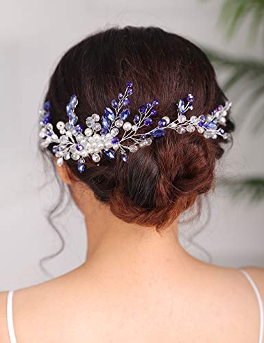 Denifery Menyasszonyi Haj Fésű Kék Vintage Kristály Strassz-Vintage Haj Fésű Esküvő Party Haj Kiegészítők Nők, Lányok