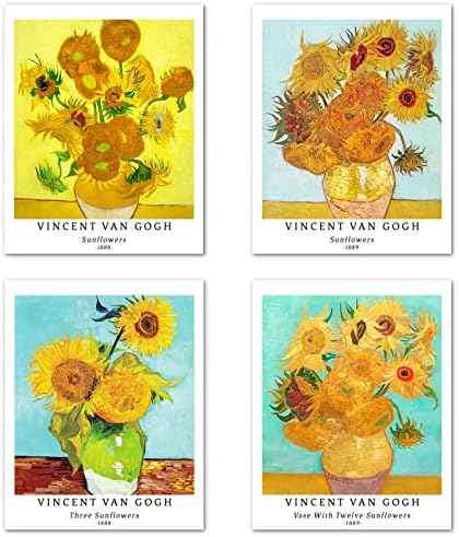 Berkin Művészeti Wall Art keret nélküli Nyomatok Giclee Művészeti Papír Készlet 4, 8x10 hüvelyk Virág Grafika, Beltéri Dekoráció