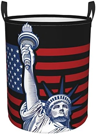 Szabadság-Szobor Amerikai Zászló Szennyesben Kör Alakú Játék Szervező Összecsukható Játék Szervezője Hálószoba, Fürdőszoba Szennyestartó
