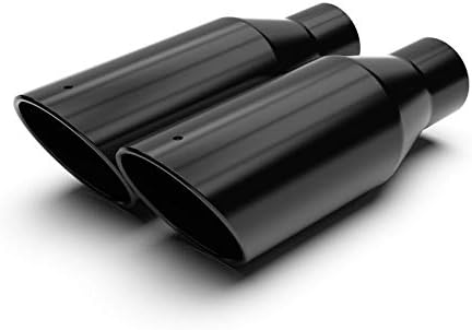 Fekete Rozsdamentes Acél, porfestett Hengerelt Szög Vágás Univerzális Kipufogó Tipp - 7, 9, 12, & 18 inch hosszúságú - 2.50 hüvelyk