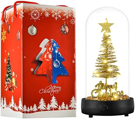 Mini karácsonyfa Üveg Búra LED-es String Világítás Dekoráció, vagy Ajándék，Karácsony Otthon Beltéri Szoba Mesterséges Asztal Dekoráció