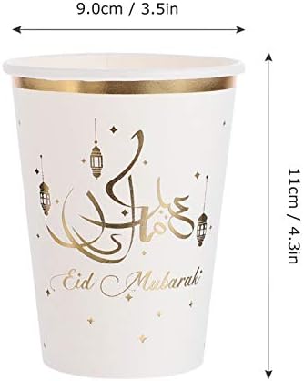 Gadpiparty 16pcs Papír Tányérok Meghatározott Eid Mubarak Evőeszközök Eldobható Papír pohár, Tányér Ramadan karácsonyi Parti