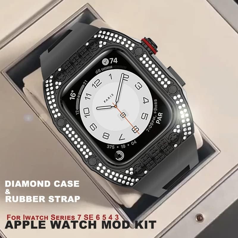JDIME Luxus Gyémánt tok Apple Nézni Zenekar 45mm Sorozat 8 7 6 Rozsdamentes Acél iWatch Sorozat 6 5 4 SE 44MM Diy Módosítás