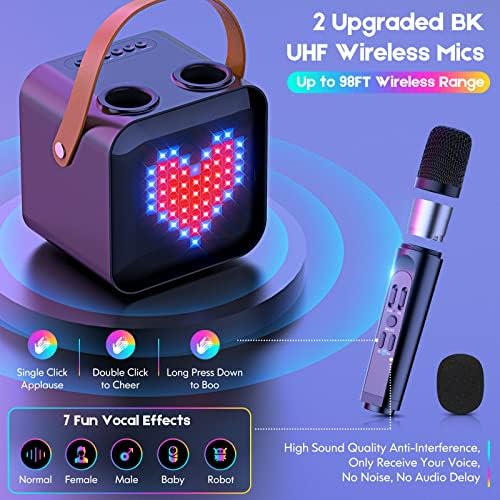 Karaoke Gép, Felnőttek, Gyerekek, 2 UHF Vezeték nélküli Mikrofonok, HOKSEACK Hordozható PA Hangsugárzó-Rendszer Bluetooth 5.0, 18 LED
