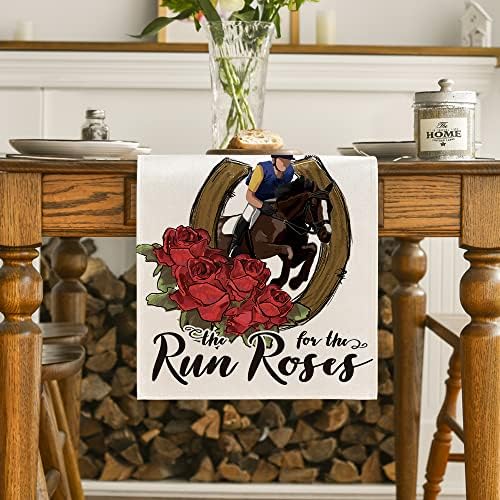 Artoid Módban Fut A Rózsa Kentucky asztali Futó, Szezonális Sport Nyaralás Derby Lóverseny Konyha, Étkező Asztal Dekoráció Otthon