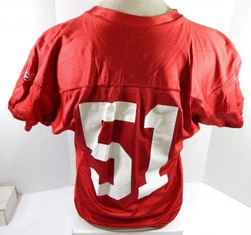 2009-ben a San Francisco 49ers Takeo Spikes 51 Játékban Használt Piros Gyakorlat Jersey L 95 - Aláíratlan NFL Játék Használt Mezek