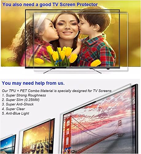 ANSNAL Matt, Tükröződésmentes TV-képernyővédő fólia - Anti Kék Fény Film Anti Karcolás Szűrő 32-75inch 4K Ultra HD LED Smart