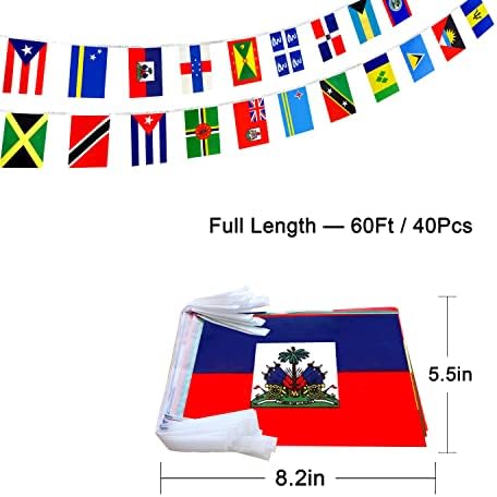 LoveVC 2 Állítsa 20 Karibi Országok Zászlók Banner String,60 Méter 40 Zászlók