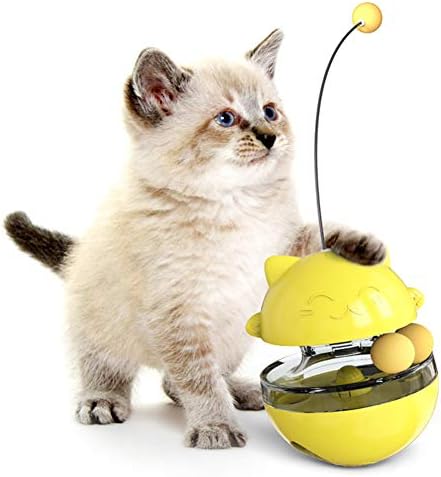 Vicces Dobon Lassú Evés Szivárgás Adagoló Adagoló Labdát Teaser Játék Háziállat Kellékek Macska Önálló Játék (Sárga)