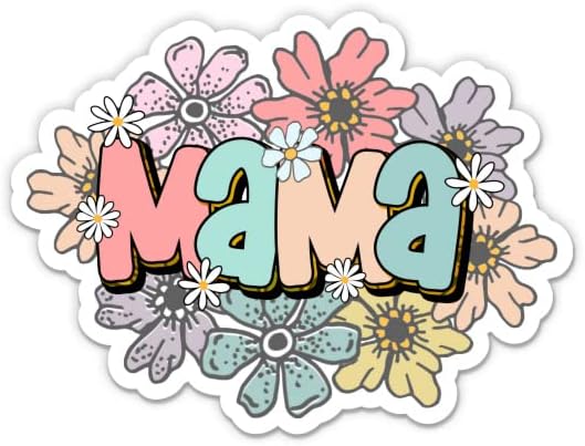 Mama Aranyos Virágos Matrica - 5 Laptop Matrica - Vízhatlan Pvc Autó, Telefon, Víz, Üveg - Elég Anya Mama Matrica