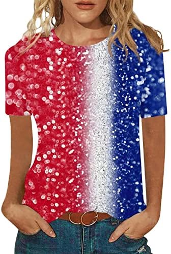 Női T-Shirt július 4-én az Amerikai Zászló Maximum Csillagok Csíkos Rövid Ujjú O Nyakú Pólók AMERIKAI Függetlenség Napja Blúzok