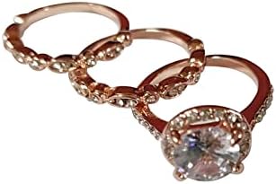 Gyémánt Temperamentum Rose Gold 3 In1 Gyűrű Meghatározott Körben Diaomond Ékszert Egyszerű Gyűrűk, Ékszerek, Ajándékok Gyűrűk