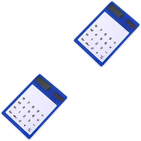 TOYANDONA 2db Mini Átlátszó Kalkulátor Napenergia LED-Kalkulátor Touch Panel LCD Képernyő Design Iskola Irodai Kiegészítők (Kék)