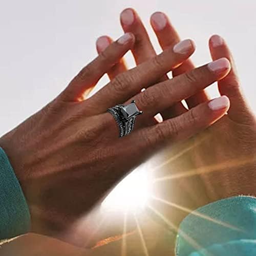 Aranyozott Retro Férfi, illetve Női Írja be a Gyűrű Gyűrű Betét Cirkon Új Gyűrű Vaskos Szív Gyűrű (Fekete, 9)