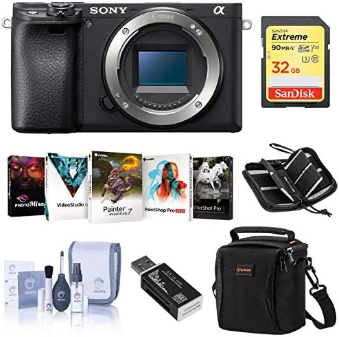 Sony Alpha a6400 tükör nélküli Digitális Fényképezőgép - Csomag Kamera Esetében, 32 gb-os SDHC U3 Kártya, Tisztító-Készlet, kártyaolvasó,
