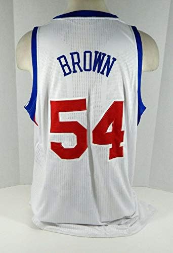 2013-14 Philadelphia 76ers Kwame Brown 54 Játék Kiadott Fehér Jersey-i Együttes 818 - NBA Játék Használt