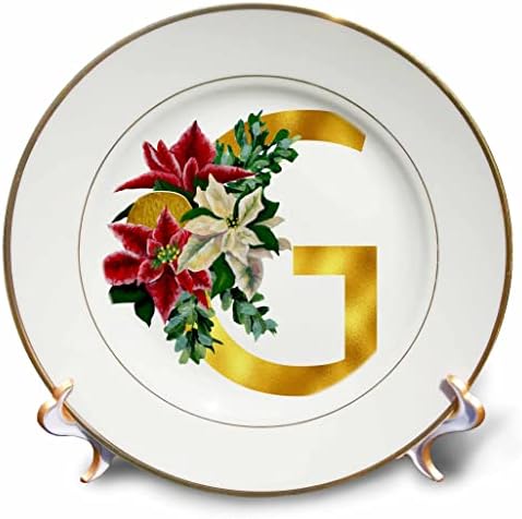3dRose Karácsonyi Virágos Kép Arany Monogram Eredeti G - Lemezek (cp-371553-1)