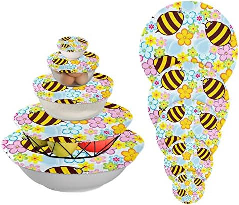 A mézelő Méhek Újrafelhasználható Tál Kiterjed Készlet 5 Ruhával Szövet Tál Kiterjed Újrafelhasználható Rugalmas Tál Kiterjed Mosható