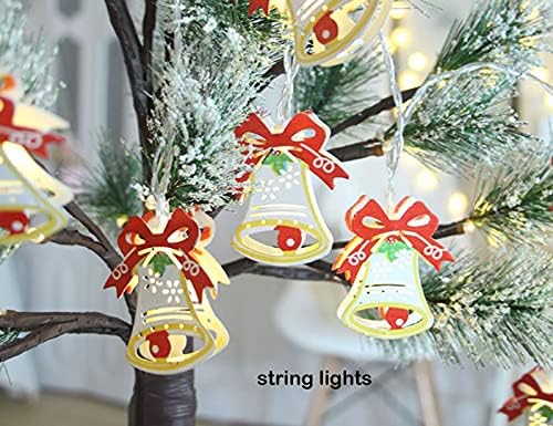 2 Darab String Fények elemes Karácsonyi Dekorációs 4.9 ft 9.8 ft String Fények, 10 Db 20 Db LED Karácsonyi Csengő Lap Vas Lámpa Ház