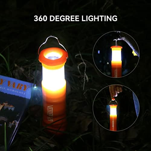 Vlitepro Mini Kemping Lámpa Zseblámpa, 4 Csomag LED Nagyítható Elemlámpa AAA elemmel működik Fáklyát Horog, Sürgősségi Fény, Hurrikán