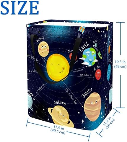 Rajzfilm Naprendszer, Csillagok Nyomtatás Összecsukható Szennyesben, 60L Vízálló Szennyes Kosarat Mosás Bin Ruhák, Játékok Tárolására