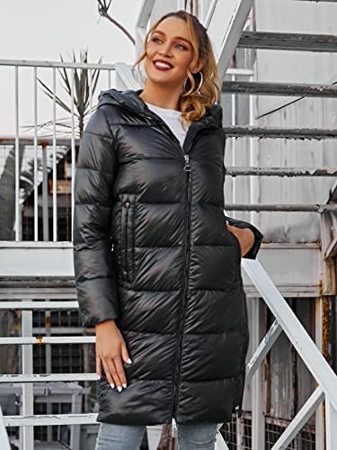 EDWOL Kabátok Női - Zip Kapucnis Foltozott Részlet Puffer Kabát (Szín : Fekete, Méret : XX-Nagy)