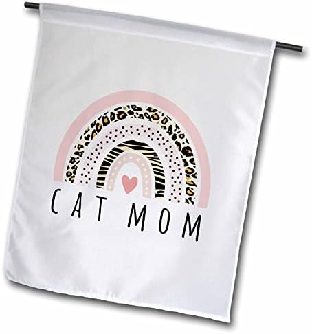 3dRose Macska Anya - Macskák Mama Kisállat-Tulajdonos Aranyos Leopárdmintás Szivárvány Rózsaszín Szív - Zászlók (fl-363687-1)