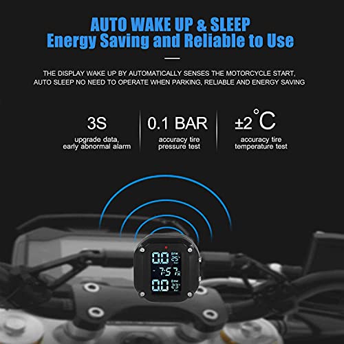 Motoros Vezeték nélküli Gumiabroncs-Nyomás figyelő Rendszer, USB Újratölthető TPMS Motorkerékpár, 2 Külső Érzékelők Digitális