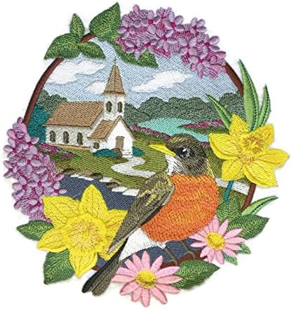 A természet Szőtt a Szálak, a Csodálatos Madarak Királyság[Robin - Patak Egyház] [Egyéni, Egyedi] Hímzett Vasalót/Varrni Patch