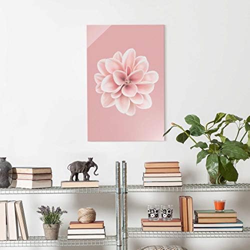 Nyomtatás Üveg - Dahlia Rózsaszín Pír Virág Központú - Dimenzió HxW: 90cm x 60cm