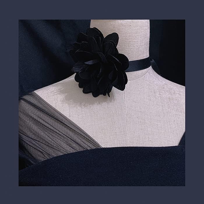Hipi-shop Vintage black rose nagy virág neckband nyaklánc nyaklánc ékszer, ruházat megfelelő gallér
