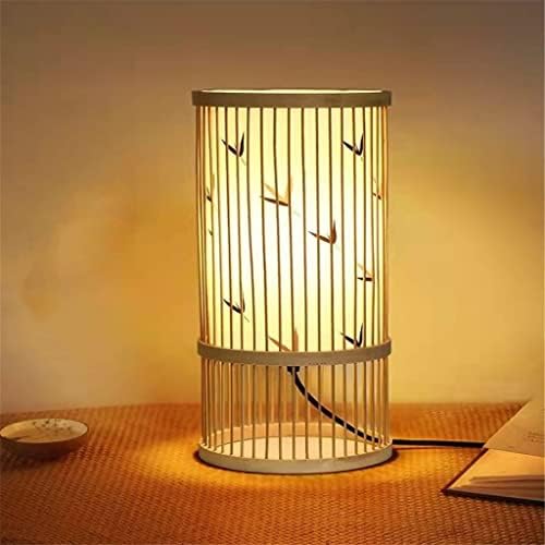Dió Kínai Stílusú asztali Lámpa, Kézzel készített Fa Bambusz Lámpa Éjjel-Nappali Hálószoba Vendéglátó Tanulmány Zen (Szín