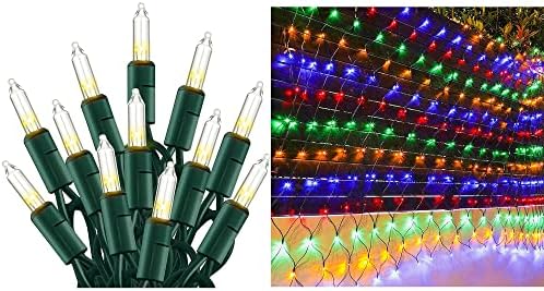 Dazzle Fényes LED 360 12FT x 5 FT Zöld Drót Karácsonyi Nettó Fények + 33FT 150 Gróf Karácsonyi Mini String Fények