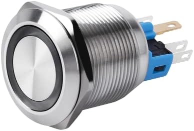 1DB IP67 22mm reteszelés, vagy pillanatnyi gyűrű led vízálló fém nyomógomb kapcsoló on off világító fém nyomógomb - (Szín: