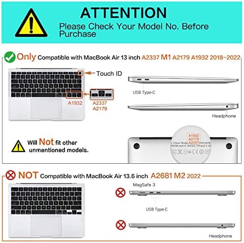 MOSISO Kompatibilis MacBook Air 13 hüvelykes Esetben 2022 2021 2020 2019 2018 Kiadás A2337 M1 A2179 A1932 Touch ID Műanyag