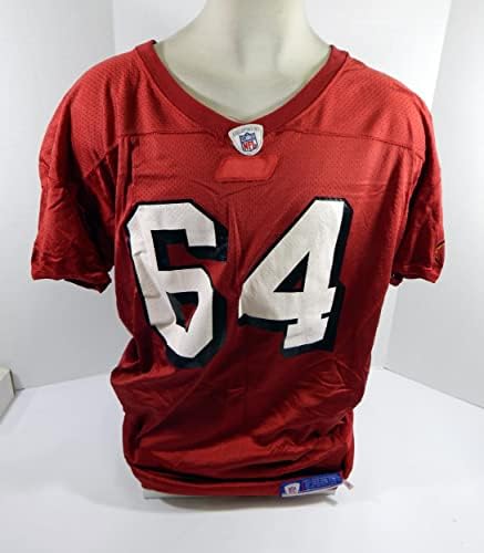 2002-ben a San Francisco 49ers 64 Játék Használt Piros Gyakorlat Jersey 2XL DP34419 - Aláíratlan NFL Játék Használt Mezek
