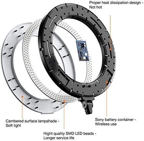 Inkeltech Gyűrű Fény - 18 inch 60 W Szabályozható LED Gyűrű Fény Szett állvánnyal - Állítható 3000-6000 K színhőmérséklet Világítás