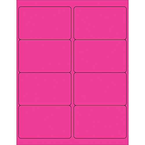 Téglalap Lézer Címke/Matricák, 4 x 2 1/2, Fluoreszkáló Zöld, (800 Címke / karton)