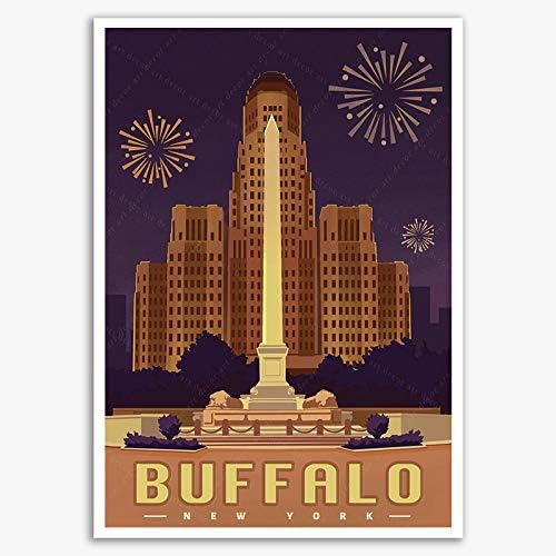 xtvin USA-ban New York-Buffalo Amerika Vintage Travel Plakát Művészet Nyomtatott Vászon Festmény, lakberendezési Ajándék（12X18inch）