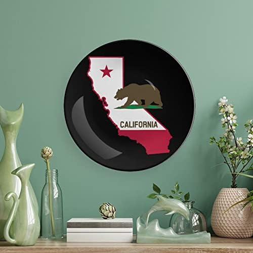 Kaliforniai Állami Zászló MapCustom Fotó porcelán Díszítő Lemez Személyiség Kerámia Tányér Mesterségek, a Nők, Férfiak, Ajándékok, Display