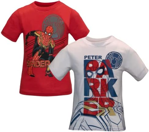 Marvel Szuperhősök Fiúk 2 Csomag Rövid Ujjú T-shirt, Bosszúállók, Pókember Póló 2-Pack Fiúknak