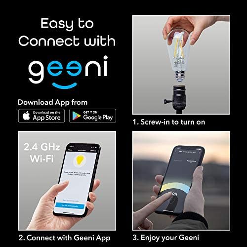 Geeni LUX Edison ST21 (ST64) Edison WiFi LED Smart Izzó, 2700K-6500K 8W, E26 Bázis, Szabályozható, Hangolható Fehér Fény, Kompatibilis Alexa