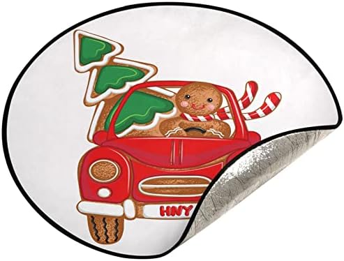 CUPADA Gingerbread Man Piros Autó karácsonyfa Szőnyeg Vízálló Fa Szoknya,karácsonyfa, karácsonyfa Állvány Tálca Szőnyeg Padló Protector