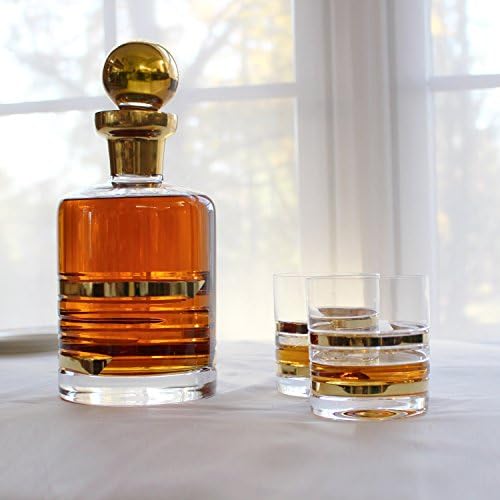 Galzze Kristály Luxus Whisky & Ital Derítő – Kézműves Valódi Arany Széles Keretes Részletezve, valamint Dugóval – a Whiskyt,