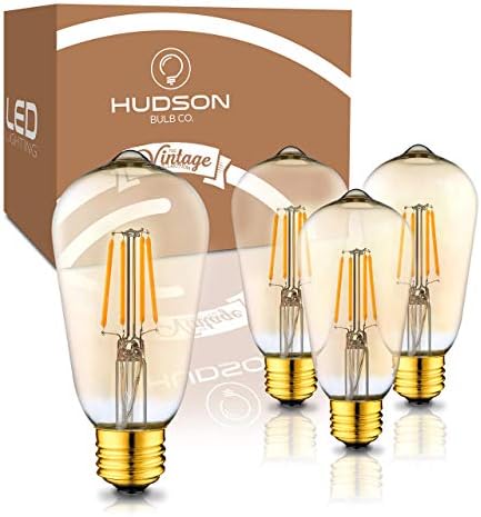 Hudson Vintage LED Edison 4W Izzók (4 Doboz) - 2200K Szabályozható, Meleg, Égő (40W Egyenértékű) - E26/27 Bázis Amber Arany Árnyalat