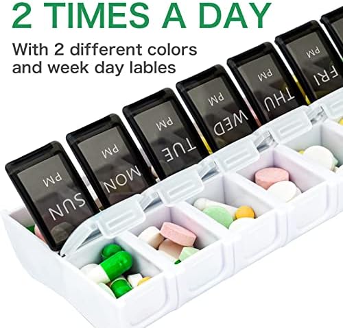 DailyRest Tabletta Szervező 2-Szer egy Nap, Gyógyszeres Dobozt 7 Nap, AM PM Tabletta Esetben, Levehető Heti Tabletta Tartály, Utazási