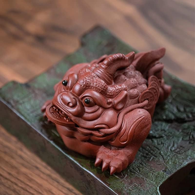 LIRUXUN Kézzel készített Arany Varangy Szobor Dísztárgy Lila Agyag Tea Pet-Szobor Kézműves Kínai Teás Készlet Dekoráció
