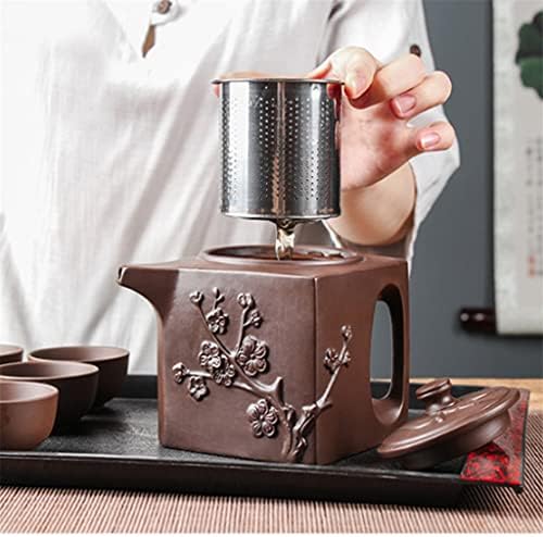 MMLLZEL 730ml Lila Agyag Edény Rozsdamentes Acél Szűrő Teáskanna Nagy kapacitású Négyzetméter Fű Kung Fu Tea-Készlet (Színes :