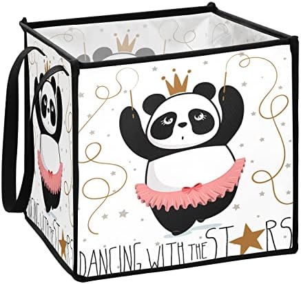 KEEPREAL Cuki Panda Táncos Kocka tárolóban fogantyúval, Nagy Összecsukható Szervező Tároló Kosár Haza Dekoratív(1Pack,13
